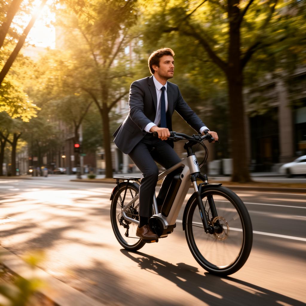Fietser onderweg naar het werk