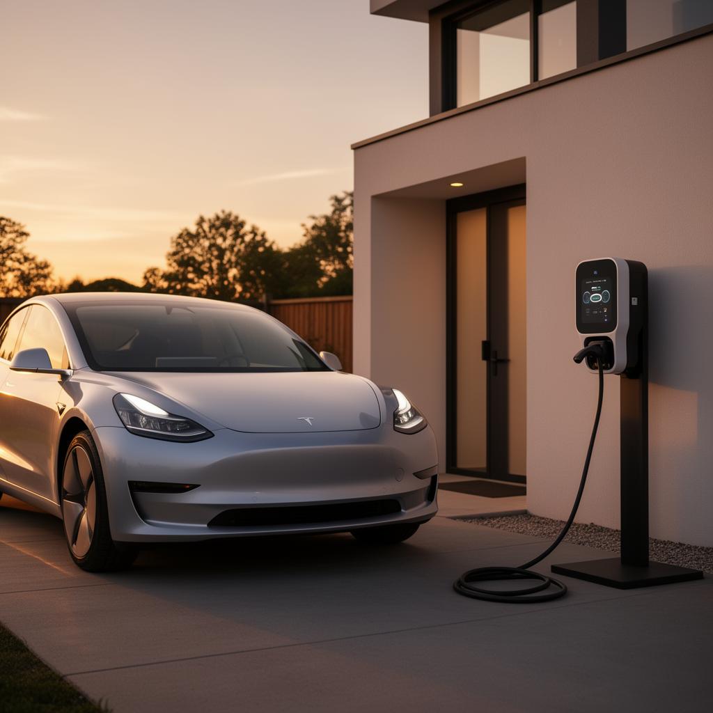 Elektrische bedrijfswagen aan laadpaal
